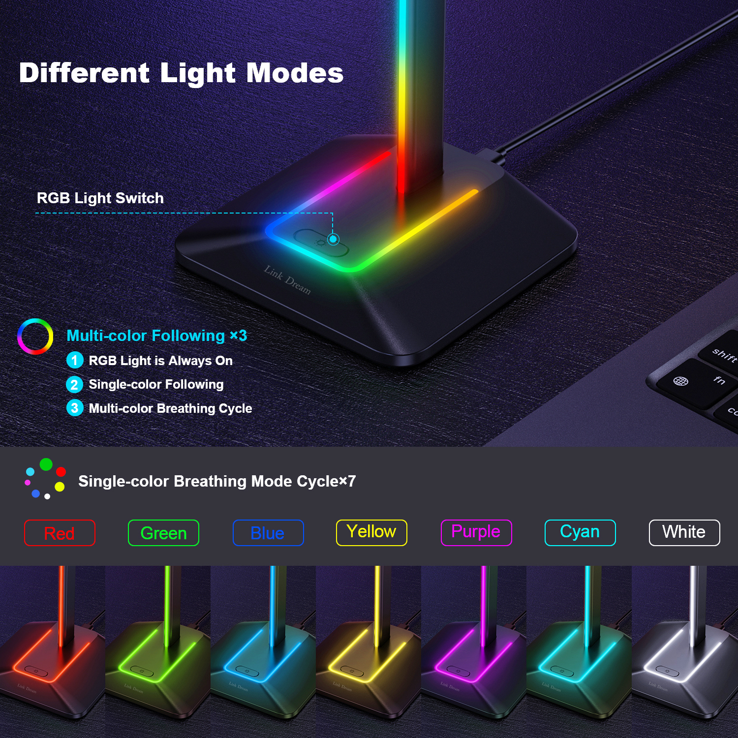 New Bee Z8 RGB Headphones Stan - Headphone Stand Desk review and price