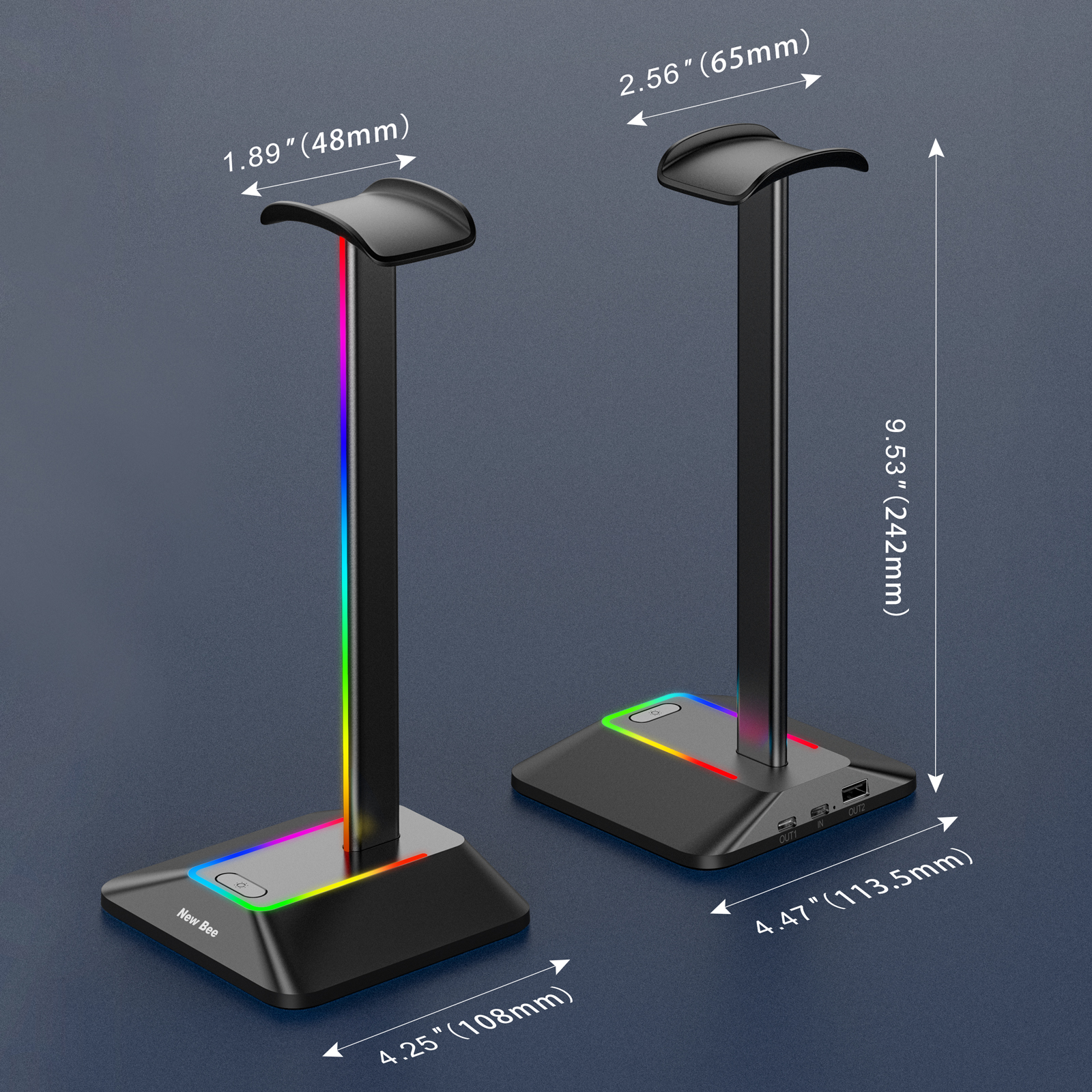 New Bee Z8 RGB Headphones Stan - Headphone Stand Desk review and price