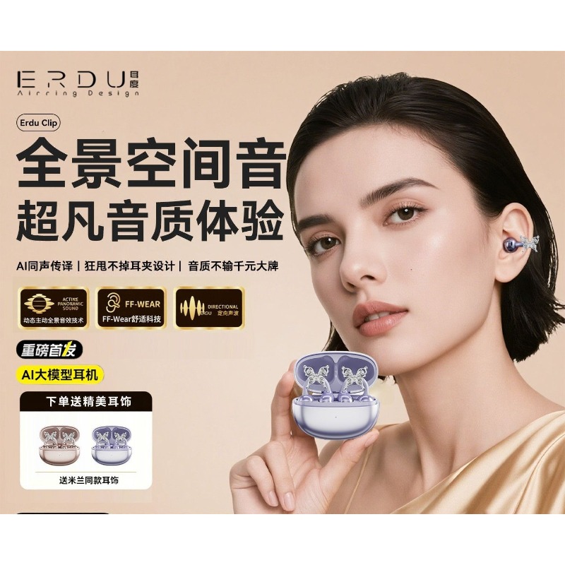 Erdu Ear Clip Wireless Earphon - Noise Cancelling Headphone review and price