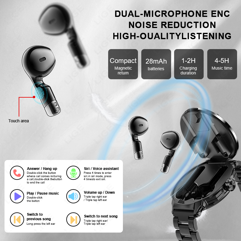 New Men's 2 In 1 Headset Smart - Earbuds Charging Case review and price