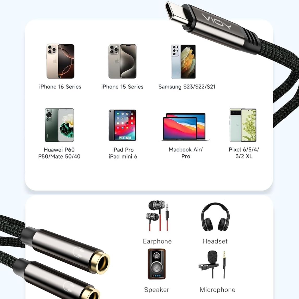 USB C To Dual 3.5mm Female Hea - Earphone Splitter Jack review and price